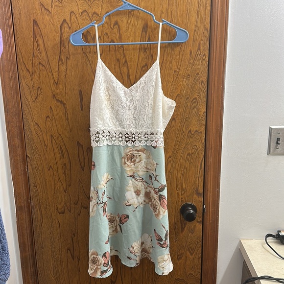 Shein Floral Print Lace Insert Cami Dress - Picture 2 of 8